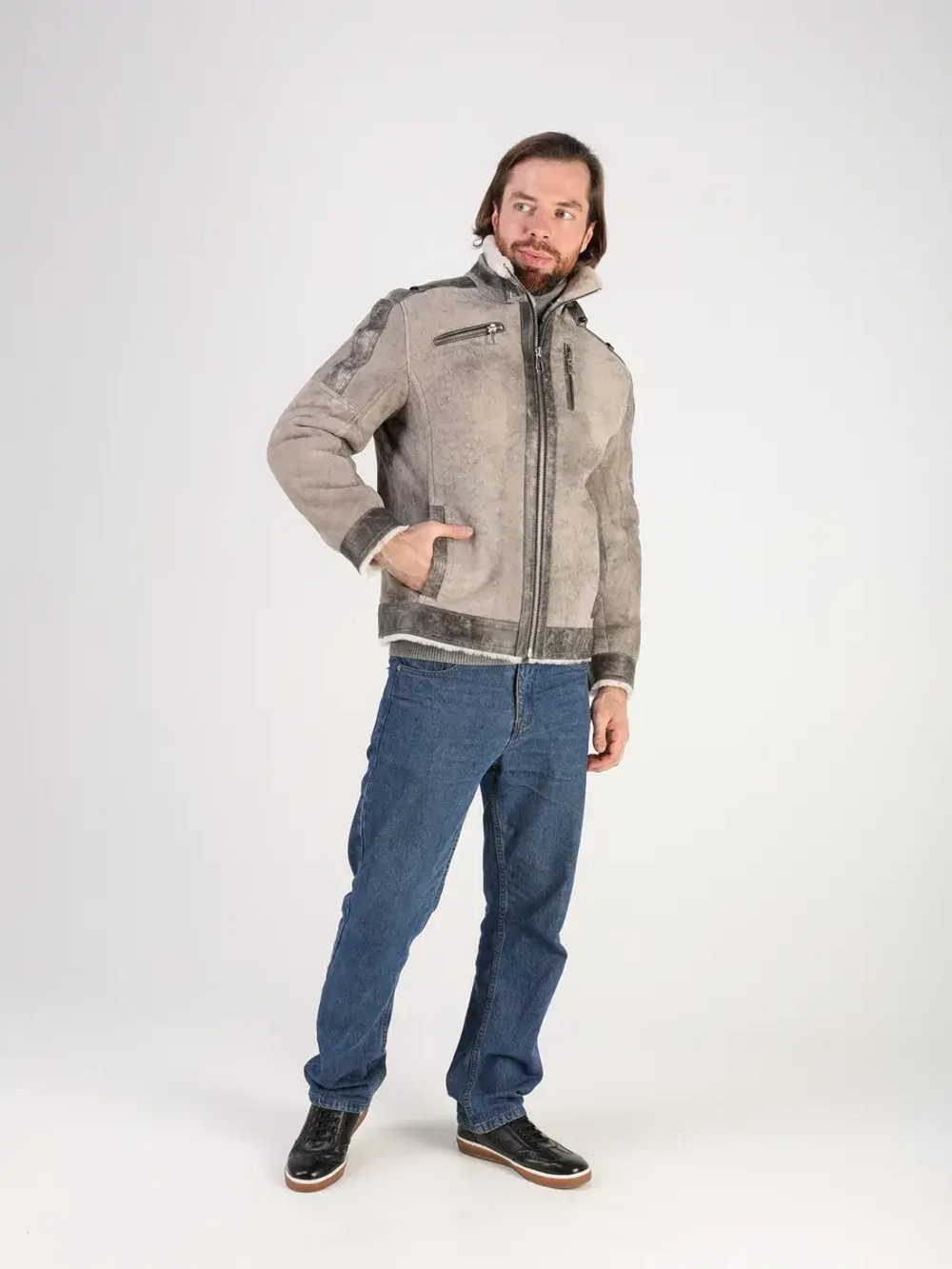 Дубленка натуральная куртка зимняя авиатор пилот