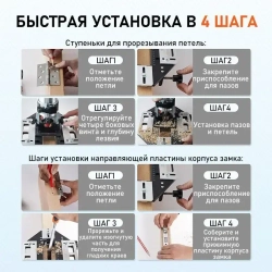 Шаблон для врезки петель и дверных замков / Кондуктор для установки петель и замков / Приспособление для фрезера.