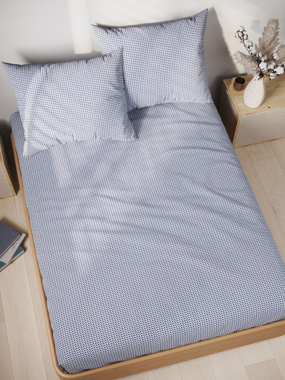 Постельное белье перкаль Сказка "Вязание" евро Наволочка 50х70 см 2 шт Простынь 240x215 см Пододеяльник 200x215 см