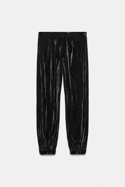 ZARA БАРХАТНЫЕ БРЮКИ-ШАРЫ — ZW COLLECTION, ЧЕРНЫЙ