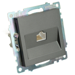 Розетка компьютерная 1-местная RJ-45 (механизм), серия Катрин, графит, GLS00-7107-06 49418