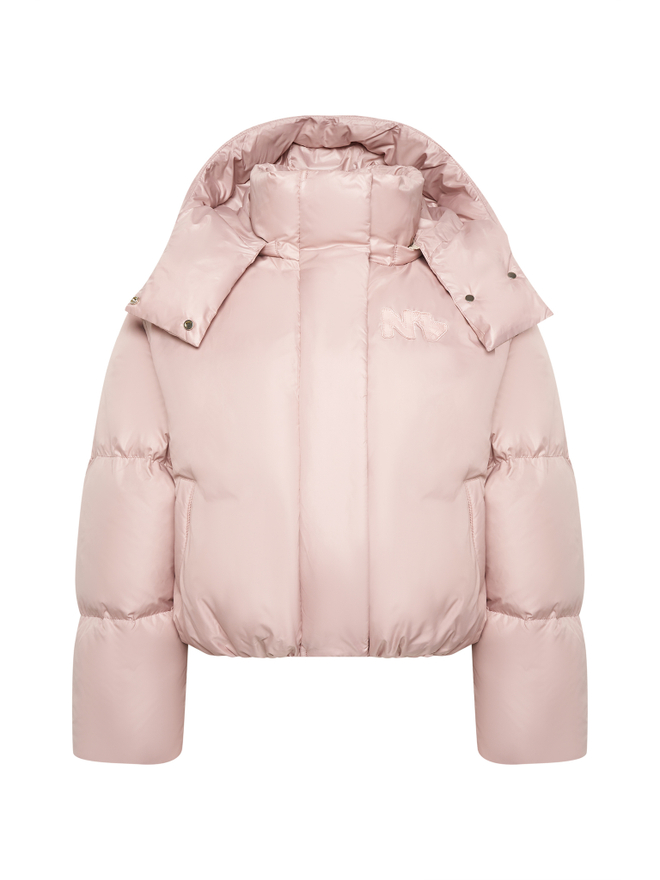 MINI пуховик с объемным капюшоном, NUDE PINK 🌸