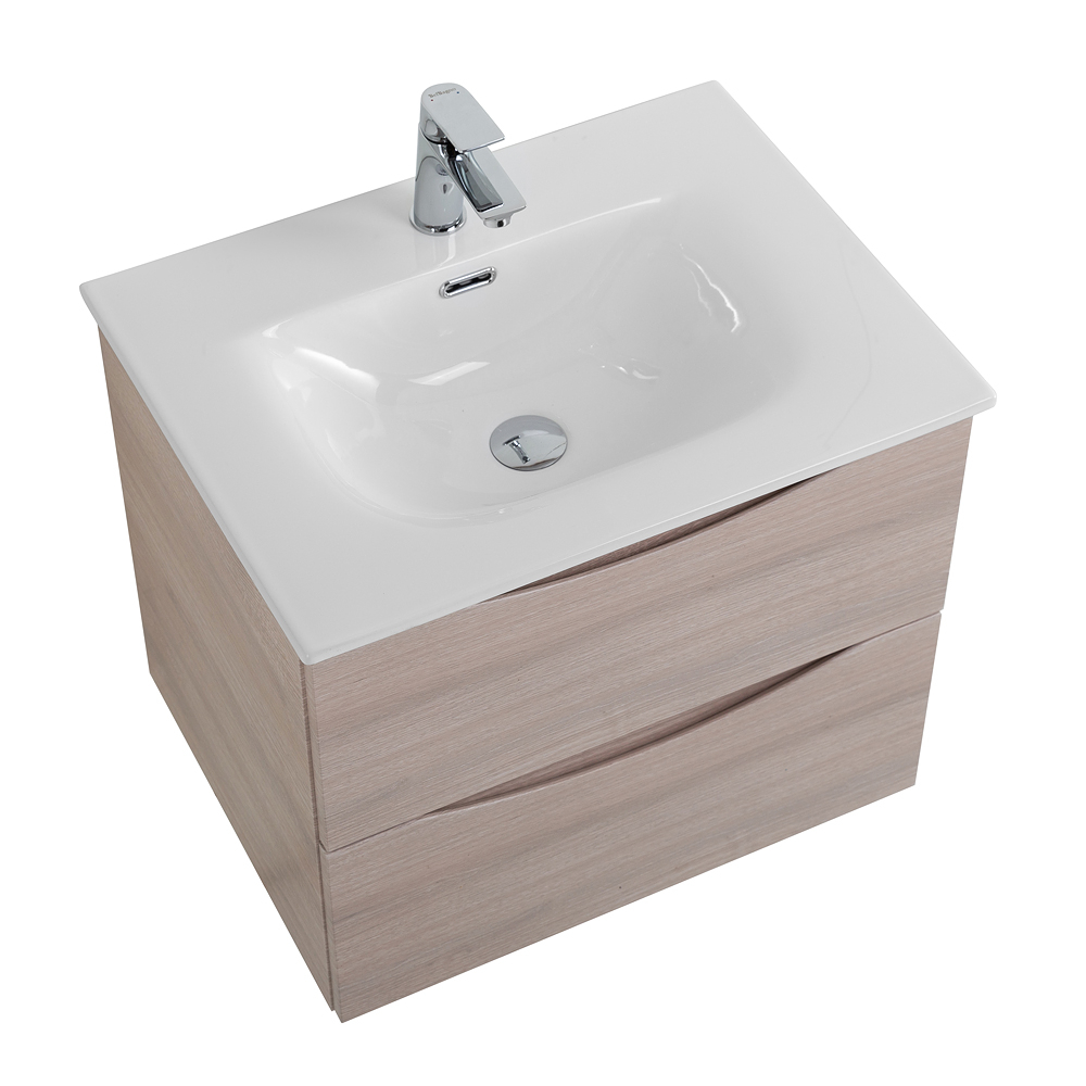 Тумба с раковиной подвесная BelBagno MARINO-CER-MINI-600-2C-SO-RG-P Rovere Grigio, раковина белая BB-8099-3-60