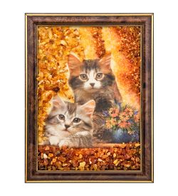 AMB-03/24 Картина «Лебеди» (с янтарной крошкой) L-24см