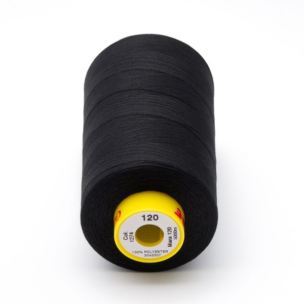 Нитка Gutermann Mara 120 (5000 метров), 1 боб., универсальная | 1274 черный уголь