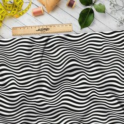 Ткань таффета волны чёрно-белые
