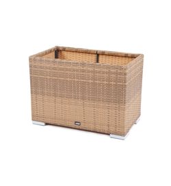 "Лунго" кашпо для цветов большое плетеное из искусственного ротанга, цвет соломенный