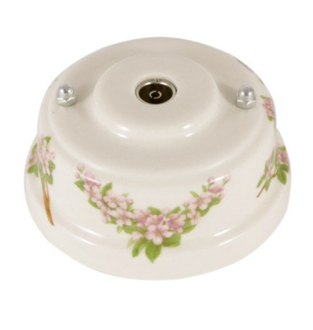 Розетка ТВ ретро керамическая розовые цветы, Leanza Fiori Rosa РТОРЗ / Оконечная