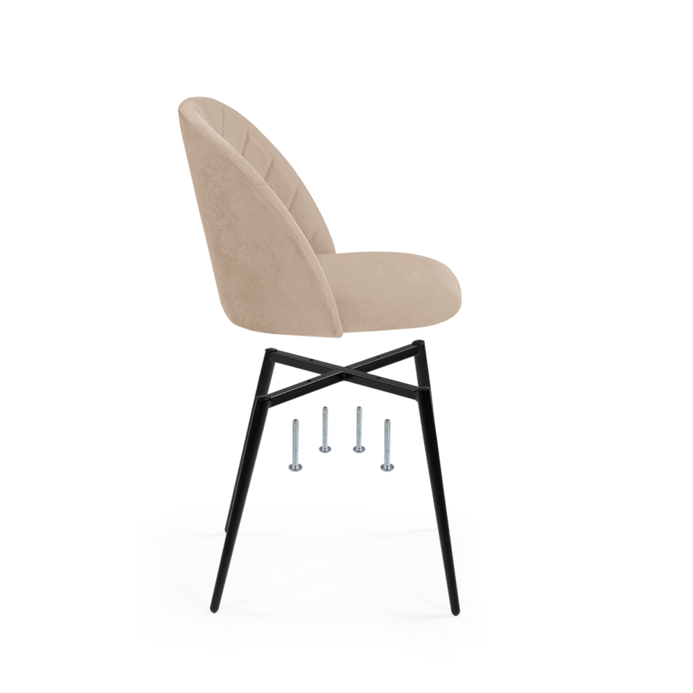 Стул на металлокаркасе Woodville Зест микровелюр 05, черный глянец, ножки черные