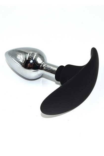 Серебряная анальная пробка для ношения с основанием из силикона