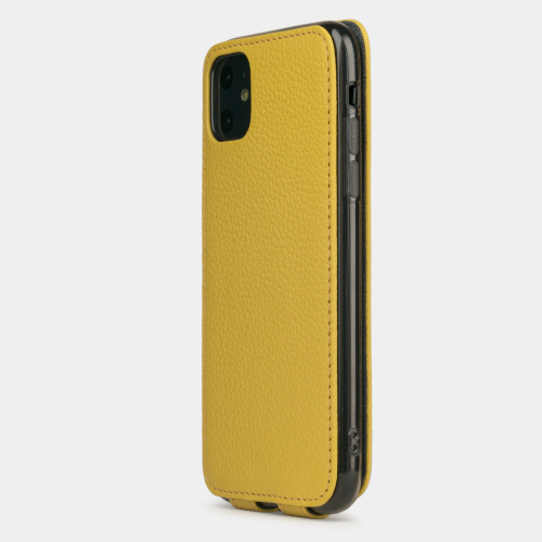 Чехол для iPhone 11 из натуральной кожи теленка, желтого цвета