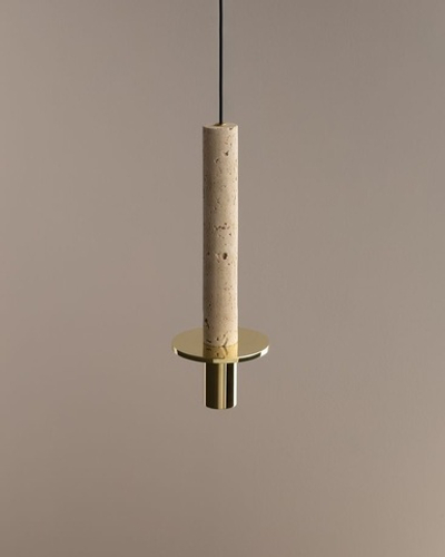 подвесной светильник из травертина и латунного металла