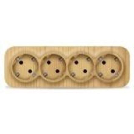 Розетка четырехместная серия "IONICH", с/з, о/у, 16А, 220В, "сосна" (еврослот) (HU2224,HU2222-2)