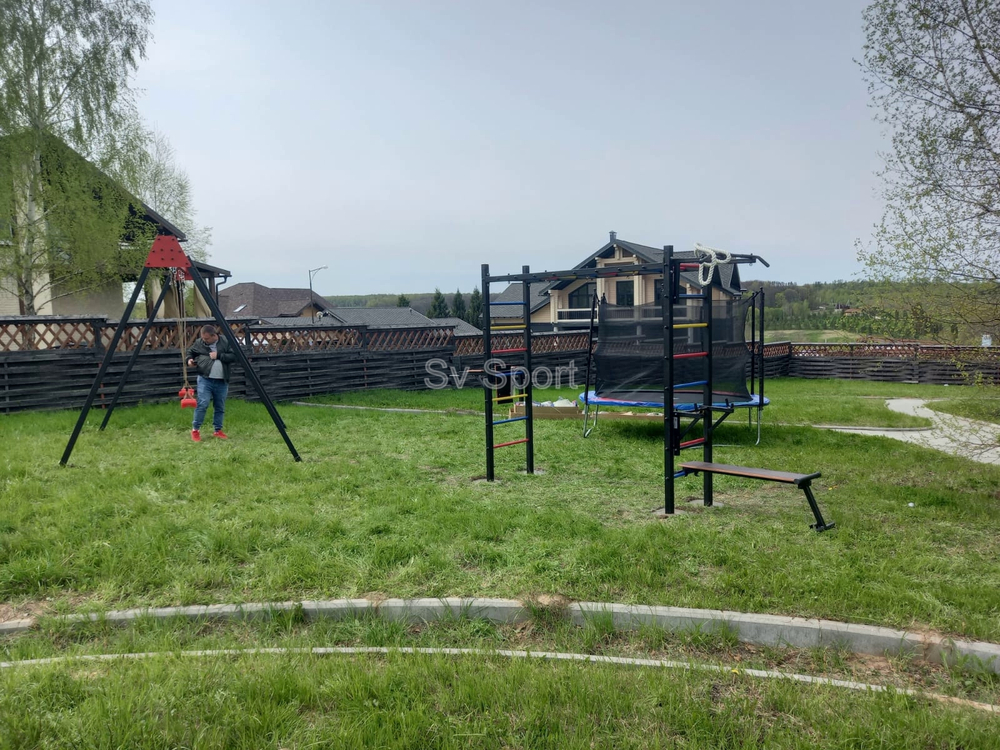 Монтаж уличной шведской стенки Sv Sport Рукоход (4 вертикальных столба)