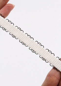 Резинка бретелечная белая с черным орнаментом 10 мм Lauma (Латвия)