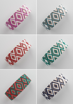 Схема PEYOTE, Схема браслета мозаичное плетение, узор из Miyuki Delica 11/0, файл PDF, №421