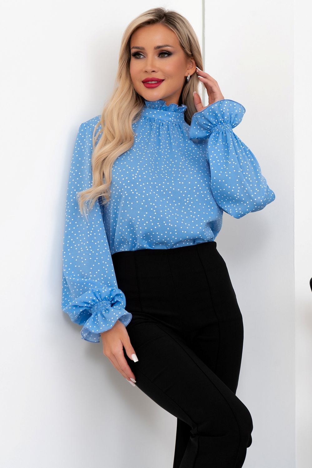 Блуза Моника (голубой/горошек) Б11-217/2 Nikol