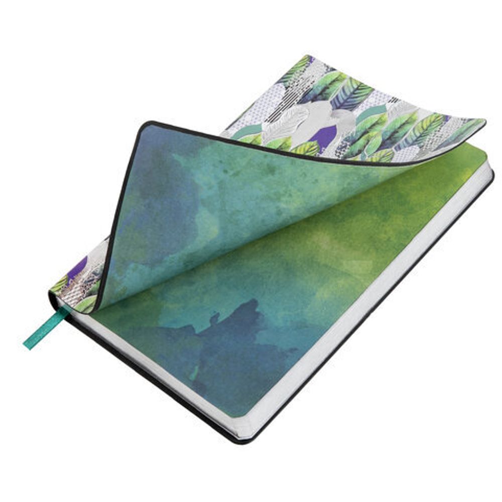 Ежедневник недатированный А5 (138х213 мм), BRAUBERG VISTA, под кожу, гибкий, фольга, 136 л., "Forest", 112029