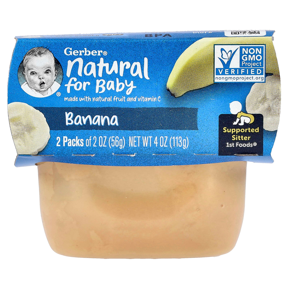Gerber, Natural for Baby, 1st Foods®, со вкусом банана, 2 пакетика по 56 г (2 унции)