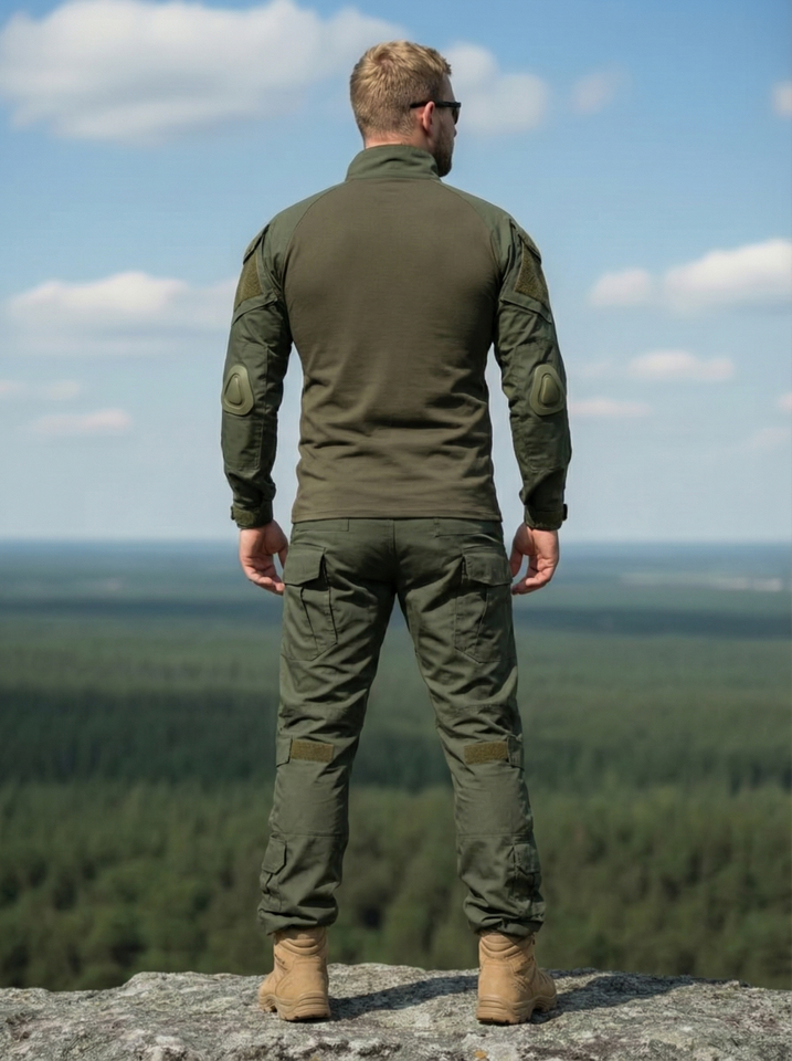 Костюм тактический с наколенниками и налокотниками (олива) (А)