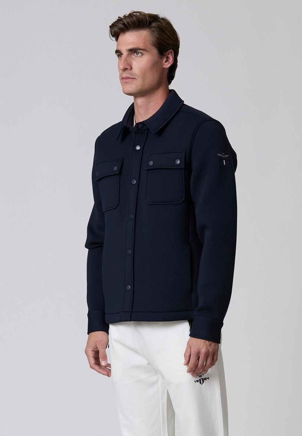 Куртка-рубашка муж. Aeronautica 030 синий 1964 лого плечо