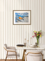 Картина авторская акварельная в паспарту 40х50 см на стену для интерьера "Рыбак"