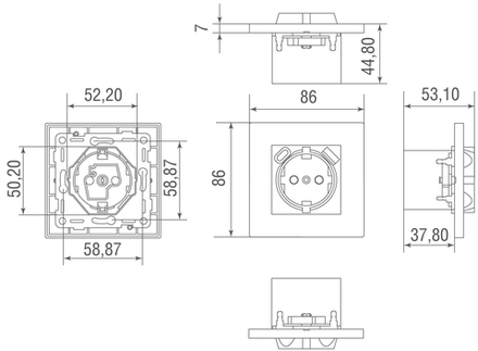 Розетка Schuko с зарядным устройством USB A+C,  с защитными шторками,  черный,  серия N96