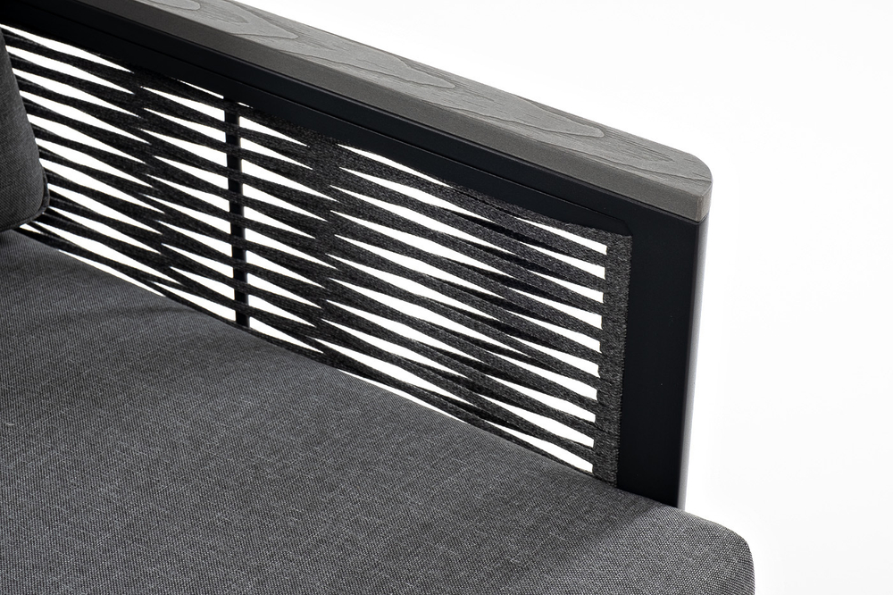 "Сан Ремо" кресло плетеное из роупа садовое, каркас алюминий темно-серый, роуп серый, ткань серая