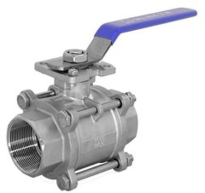 Кран шаровый муфтовый под привод нержавеющий (3PC), AISI304 DN40 (1_1/2"), (CF8), PN40