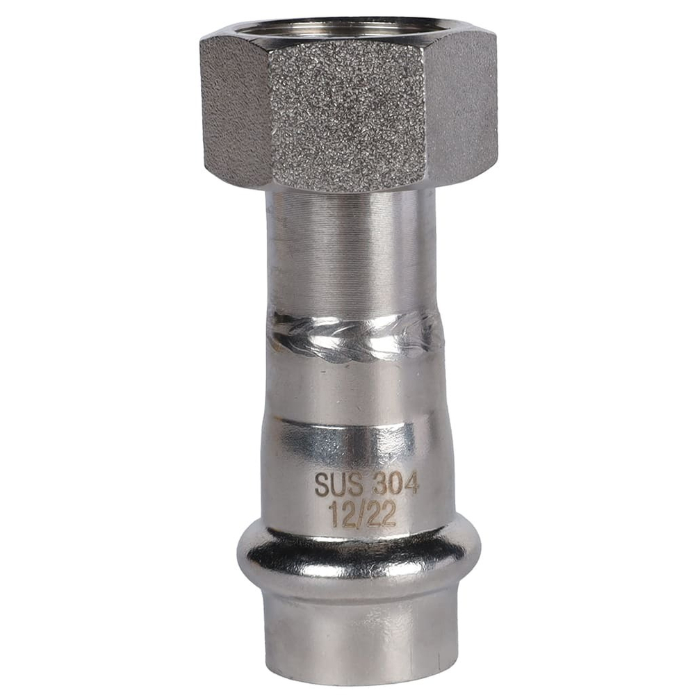 ROMMER Переходник с накидкой гайкой 15x1/2" из нержавеющей стали прессовой