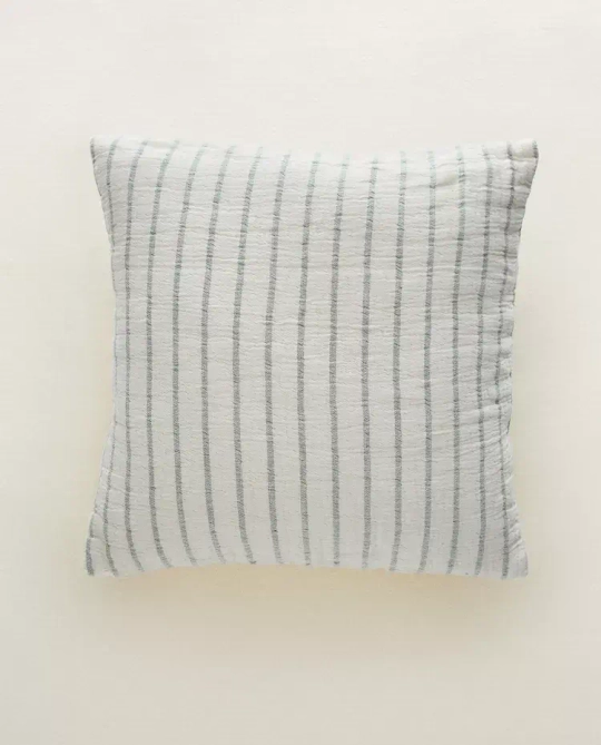 ZARA HOME ДЕТСКАЯ МУСЛИНОВАЯ НАВОЛОЧКА В ПОЛОСКУ, ЗЕЛЕНЫЙ