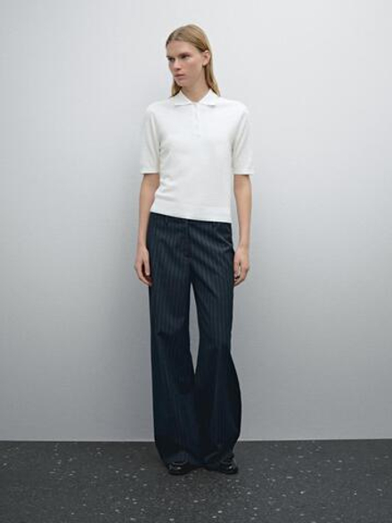 Massimo Dutti Футболка с воротником поло, белый