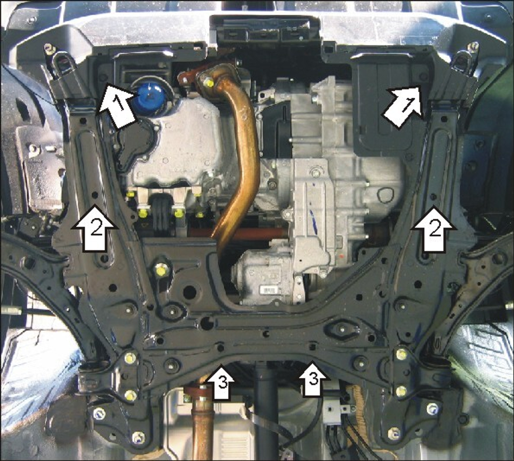 Защита картера Двигателя, КПП. 2 мм, Сталь. для Honda CR-V III 2009-2012, Honda CR-V III 2006-2009 MOTODOR.00816