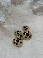 Пуговицы золотистые с коричневой, желтой, молочной эмалью
