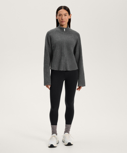 Oysho Трикотажный джемпер на молнии в рубчик, серый