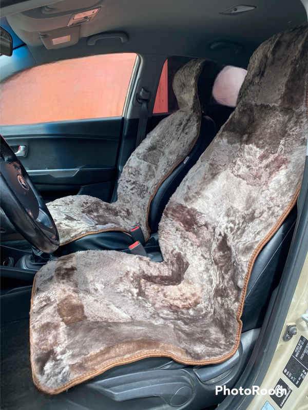Накидки чехлы на сиденье авто мех натуральная овчина, набор 2 шт. Из кусочков