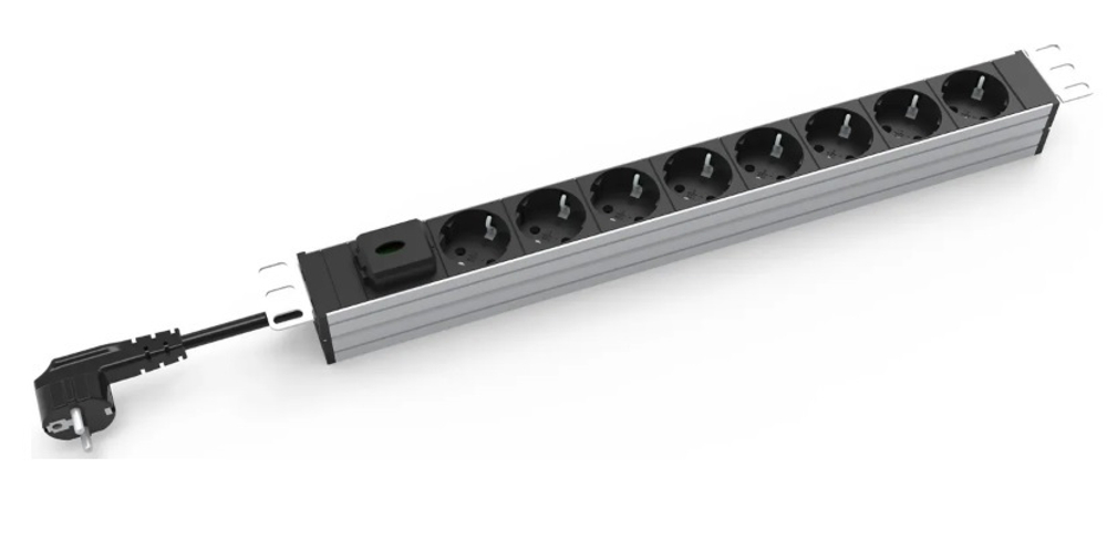 Блок розеток 19", 8 розеток RAKTEK RTSM1608S01