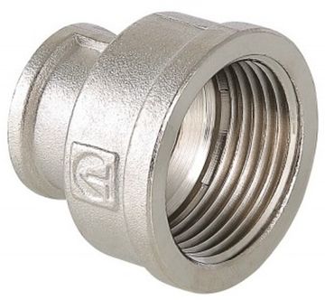 Муфта переходная Valtec 1"х3/4" ВР с внутренней резьбой латунная никелированная VTr.240.N.0605