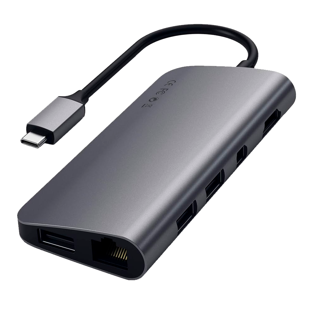 USB-концентратор Satechi USB-C Multi-Port V2, Ethernet / 4K HDMI / Type-C / Type-A / SD &amp; micro SD, Space Gray (Серый космос)