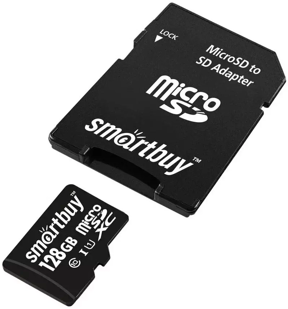 Карта памяти MicroSD 128GB Smartbuy UHS-1 Class-10 с адаптером