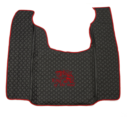 Ковры SCANIA 5 серии G (автомат), (экокожа, черный, красный кант, красная вышивка)