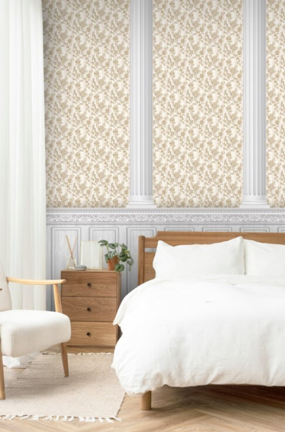 Ламинированная панель ПВХ Росария кремовая вставка 2700х250мм