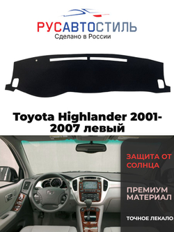 Накидка на панель из алькантары на Toyota Highlander 2001-2007 левый