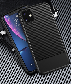 Тонкий чехол на iPhone 11 стиль карбон, серии Fit от Caseport