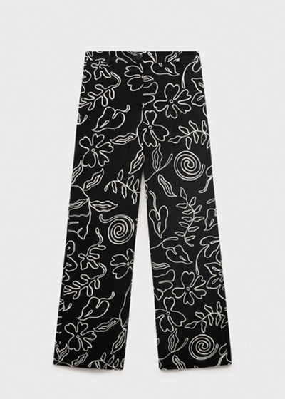 Брюки из смесового льна с цветочным принтом