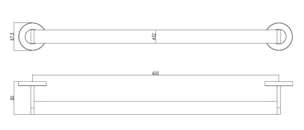 Поручень прямой 600 мм нерж. сталь NOFER 15254.60.S матовый