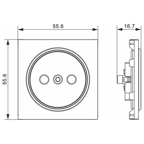 Накладка для розетки без заземления, со шторками 16A 250 В~, матовый карбон, серия A07