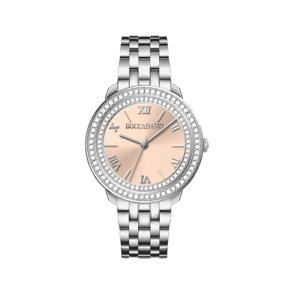 Часы Boccadamo Diva Silver Beige DV003 BR/S  с минеральным стеклом, кристаллами Swarovski