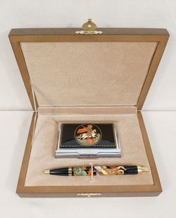 Набор "Георгий Победоносец" №6  визитница, ручка с ручной росписью Палех