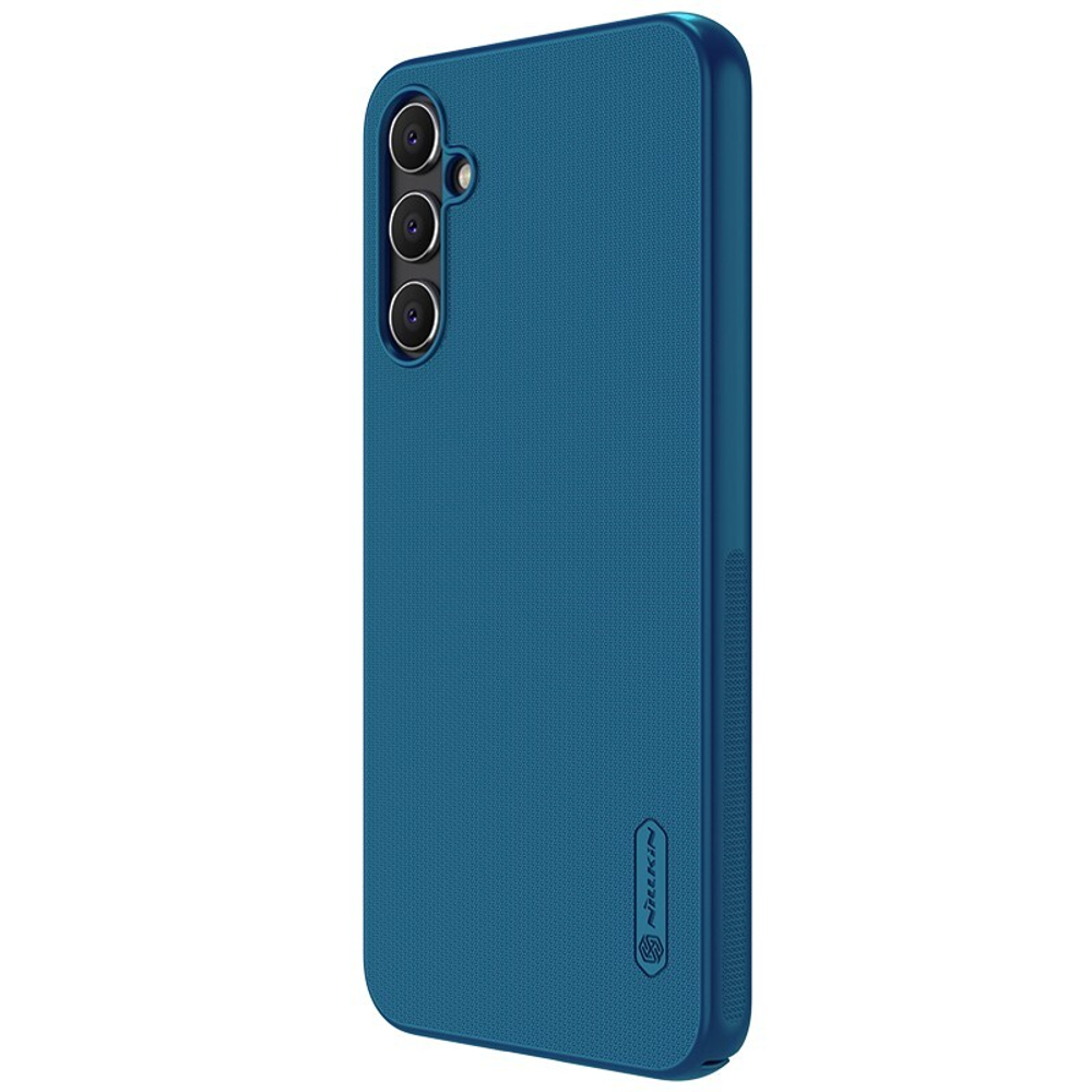 Тонкий жесткий чехол синего цвета (Peacock Blue) от Nillkin для Samsung Galaxy A34 5G, серия Super Frosted Shield